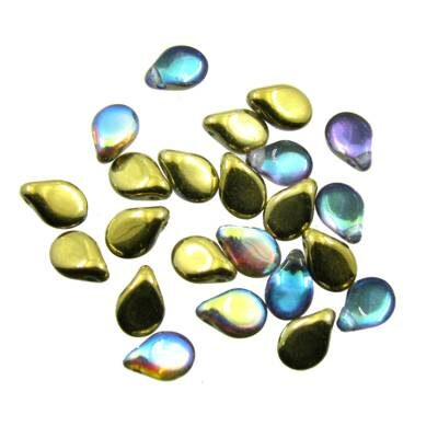 Pip beads 5x7mm Crystal half Golden Rainbow (24pcs) Czech - j2206