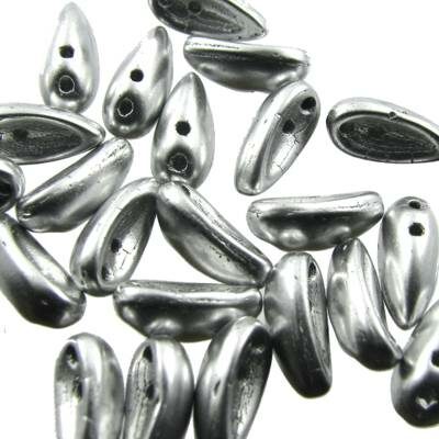 beads Chilli 4x11mm Silver mat.metallic (24pcs) Czech - j3101