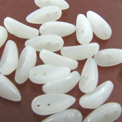 beads Chilli 4x11mm White Alabaster (24pcs) Czech - j3104