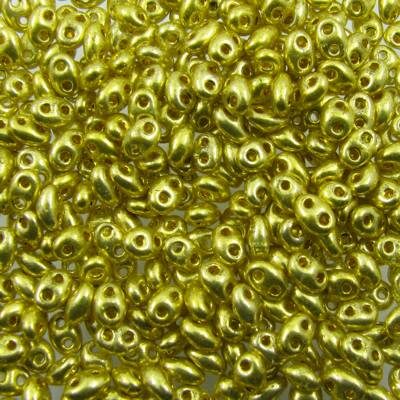 seed beads TWIN 2.5x5mm Gold (25g) Czech - j2096