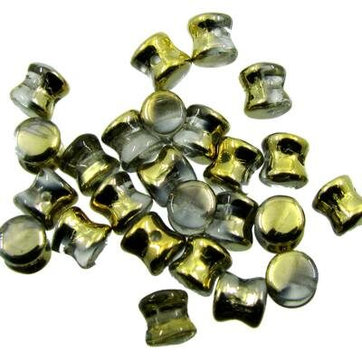 bead Pellet 4x6mm Crystal half Gold plated (24pcs) Czech - j3058