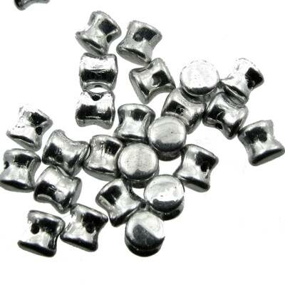 bead Pellet 4x6mm Silver metallic (24pcs) Czech - j3060