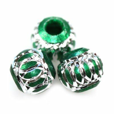 bead round 6mm aluminium green - f8003