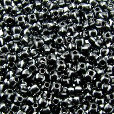 seed beads N8 Black-White (25g) Czech - j1527