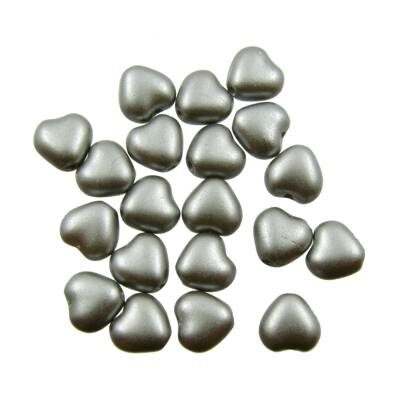bead heart 6mm Pastel Silver (20pcs) Czech - j3120
