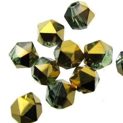 bead faceted 6mm l.blue gold halfplated (10pcs) - k1031