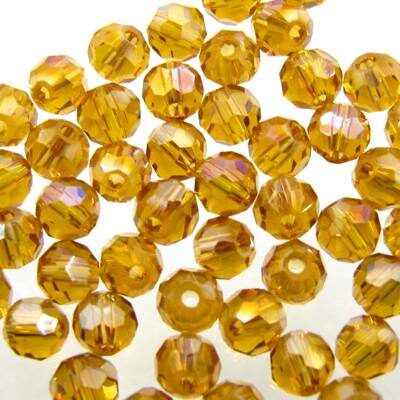 bead round faceted 4mm Lt Topaz AB (50pcs) - k1044