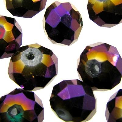 bead flat round faceted 8x10mm violet metallic (20pcs) - k1060