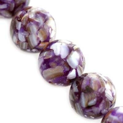 bead round 10mm mother of pearl amethyst - f5505