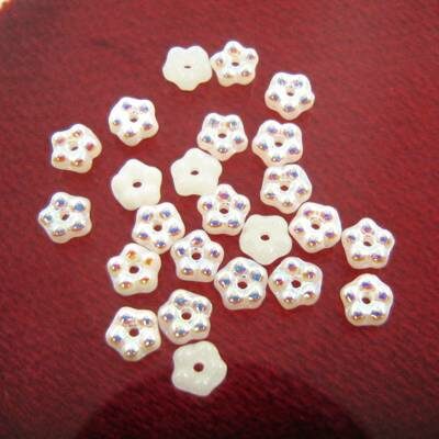 spacer 5mm Forget-Me-Not White Alabaster AB (24pcs) Czech - j3207