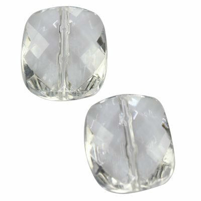 faceted bead transparent rectangle 23x19 - f10653