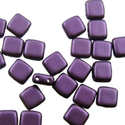 CzechMates bead 6x6mm 2-holes pastel d.violet (24pcs) Czech - c66-25032