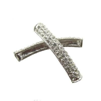 connector 42x8x4.5mm with rhinestone platinum color - k1178