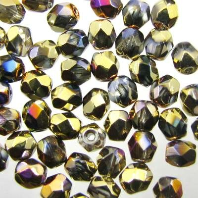 bead firepolished 4mm Crystal California Gold Violet (50gab) (50pcs) Czech - j3309