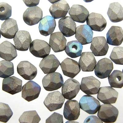 bead firepolished 4mm gray/blue matt (50pcs) Czech - j3312