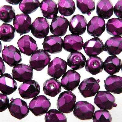 bead firepolished 4mm sarkanas "Metallic Cranberry" (50pcs) Czech - j3318