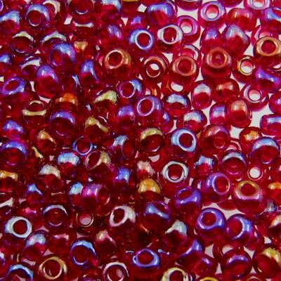 seed beads N6 Siam Ruby Rainbow (25g) Czech - j1538