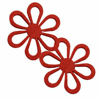 wooden pendant flowers 50mm red - f10843