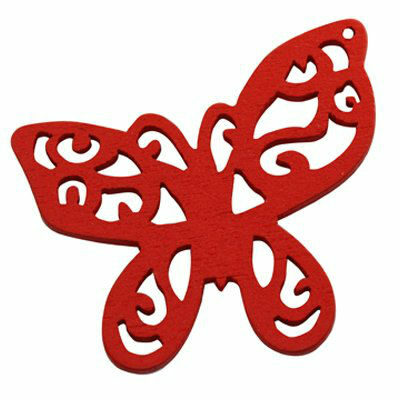 wooden pendant butterfly 50mm red - f10850