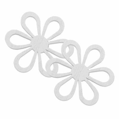 wooden pendant flowers 50mm white - f10921