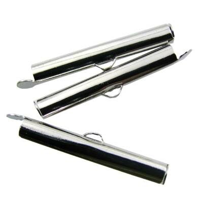 slide end tube clasp 30x6mm nickel color (2pcs) - s23054