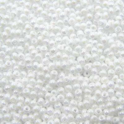 seed beads N11 Chalk White Rainbow (25g) Czech - j1576