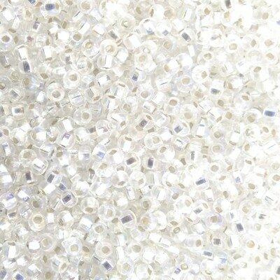 seed beads N11 Crystal AB silver lined (25g) Czech - j395