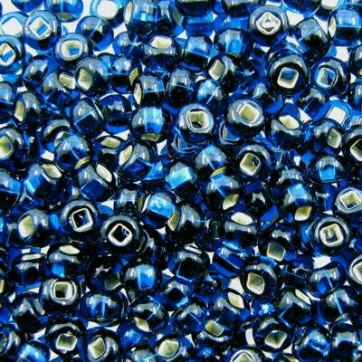 seed beads N6 [] Dark Aquamarine silver lined (25g) Czech - j1556