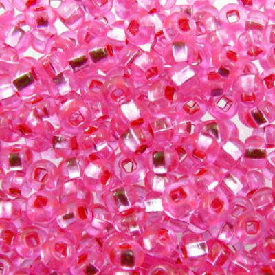 seed beads N6 [] Hot Pink silver lined (25g) Czech - j537