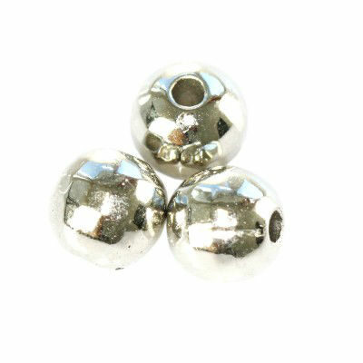 bead round 8mm plastic silver color (20pcs) - f11328