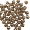 bead firepolished 4mm Smoke Topaz White Luster (50pcs) Czech - j3334