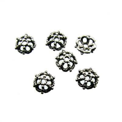 bead cup 7x3mm old silver color (6 pcs) - k1208