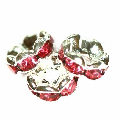 spacer ring 6mm with zircons pink - f6793