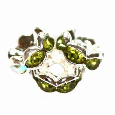 spacer ring 6mm with zircons green - f6808