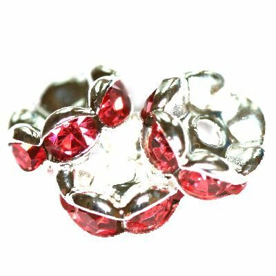 spacer ring 8mm with zircons pink - f6794