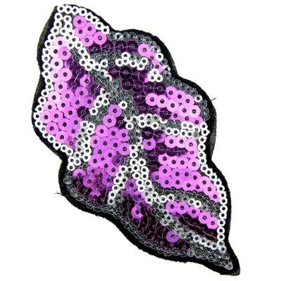 sewing-on patch Leaf cloth with plastic sequins - k1288-16