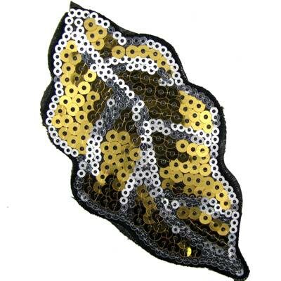 sewing-on patch Leaf cloth with plastic sequins - k1288-15