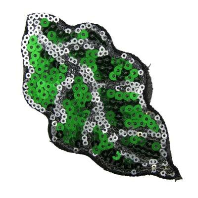 sewing-on patch Leaf cloth with plastic sequins - k1288-14