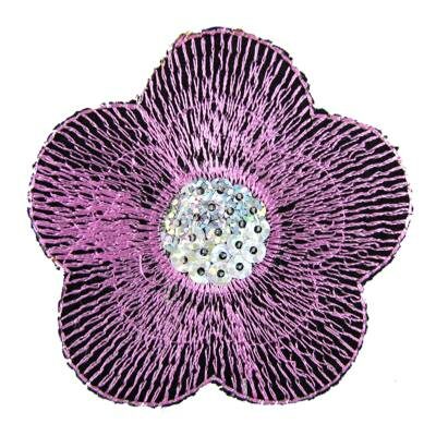 sewing-on patch Flower 75mm cloth with plastic sequins - k1288-5