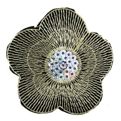 sewing-on patch Flower 75mm cloth with plastic sequins - k1288-1