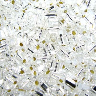 seed beads cubes 3.5mm Crystal silver lined (25g) Czech - j1595