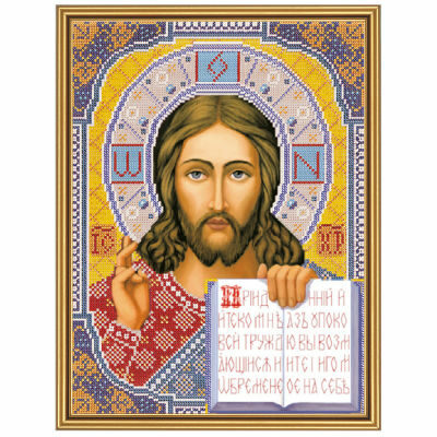 fabric for bead emroidery 26x35cm gabardine icon Christ the Saviour - nbis1201