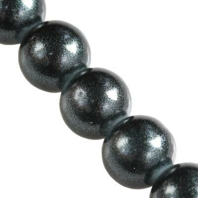 (Latviski) pērle apaļa 4mm (50gab) grafīta melna - Gold Powder Metallic