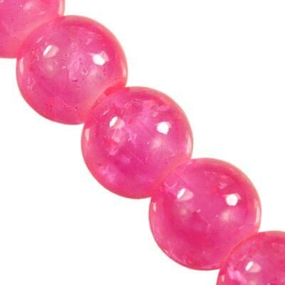 (Latviski) pērle apaļa 6mm (30gab) neona rozā sprēgājuša nefrīta