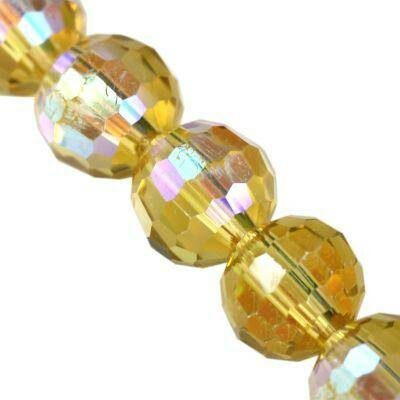bead round faceted 8mm Disko 96 yellow AB (20pcs) - f14844
