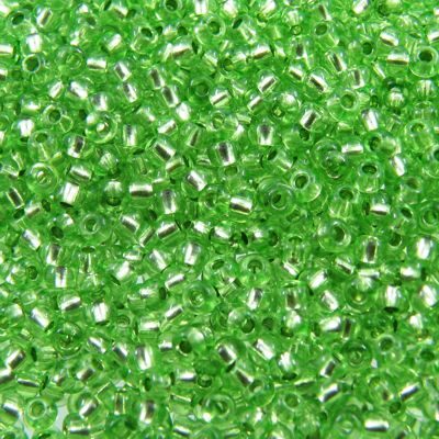 seed beads N10 Green silver lined dyed (25g) Czech - j1635