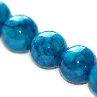 bead round 14mm Marble blue - f4984