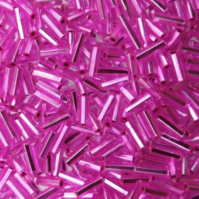buggles 7mm Hot Pink silver lined (25g) Czech - j1644