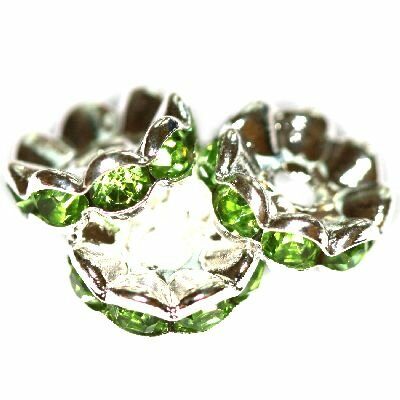 spacer ring 10mm with zircons green - f6798