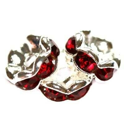 spacer ring 8mm with zircons red - f6803